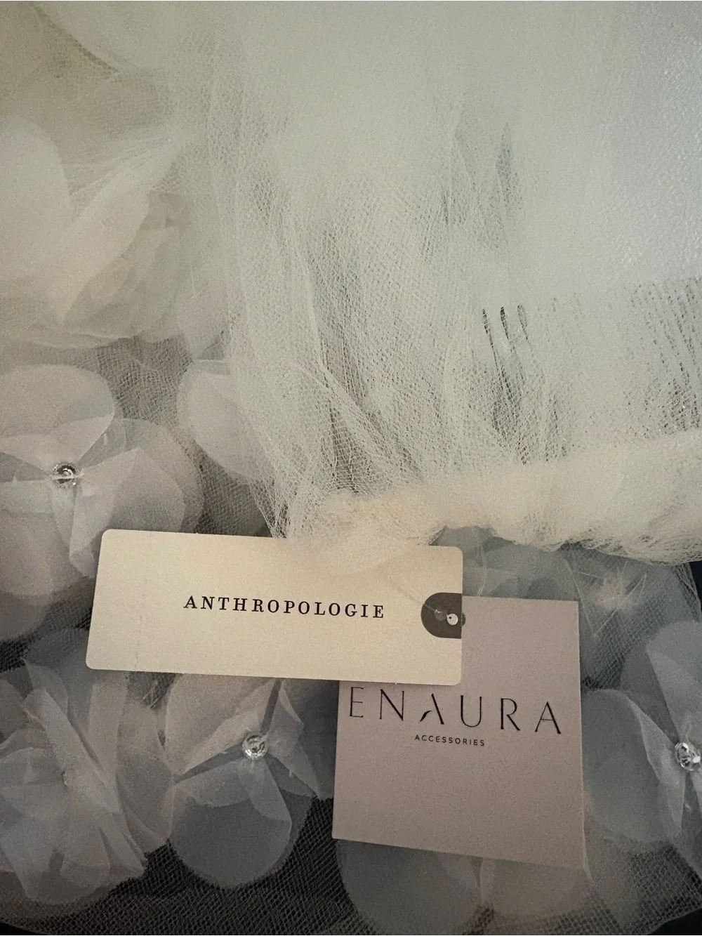 Anthropologie Bridal Veil - Ivory veil with scattered white flowers